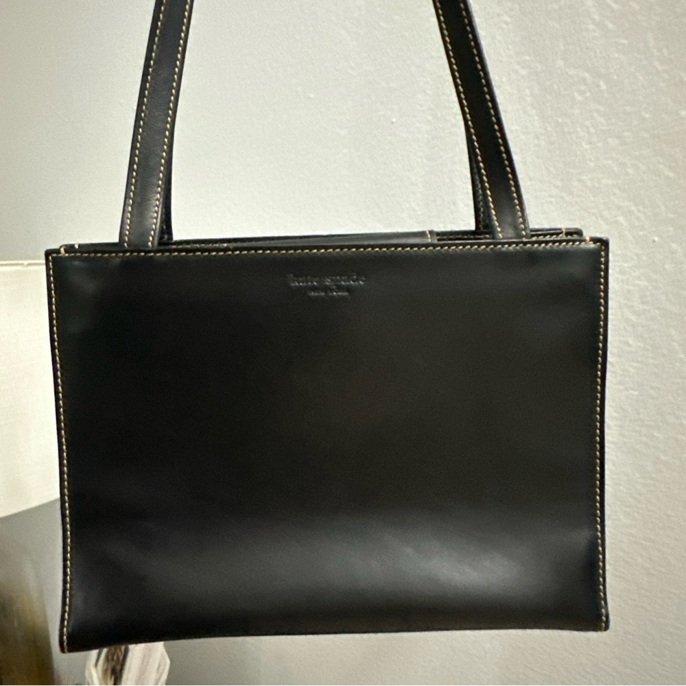 Kate Spade Premiere Collection New York Black Leather Tote 1993 Vtg Collectible